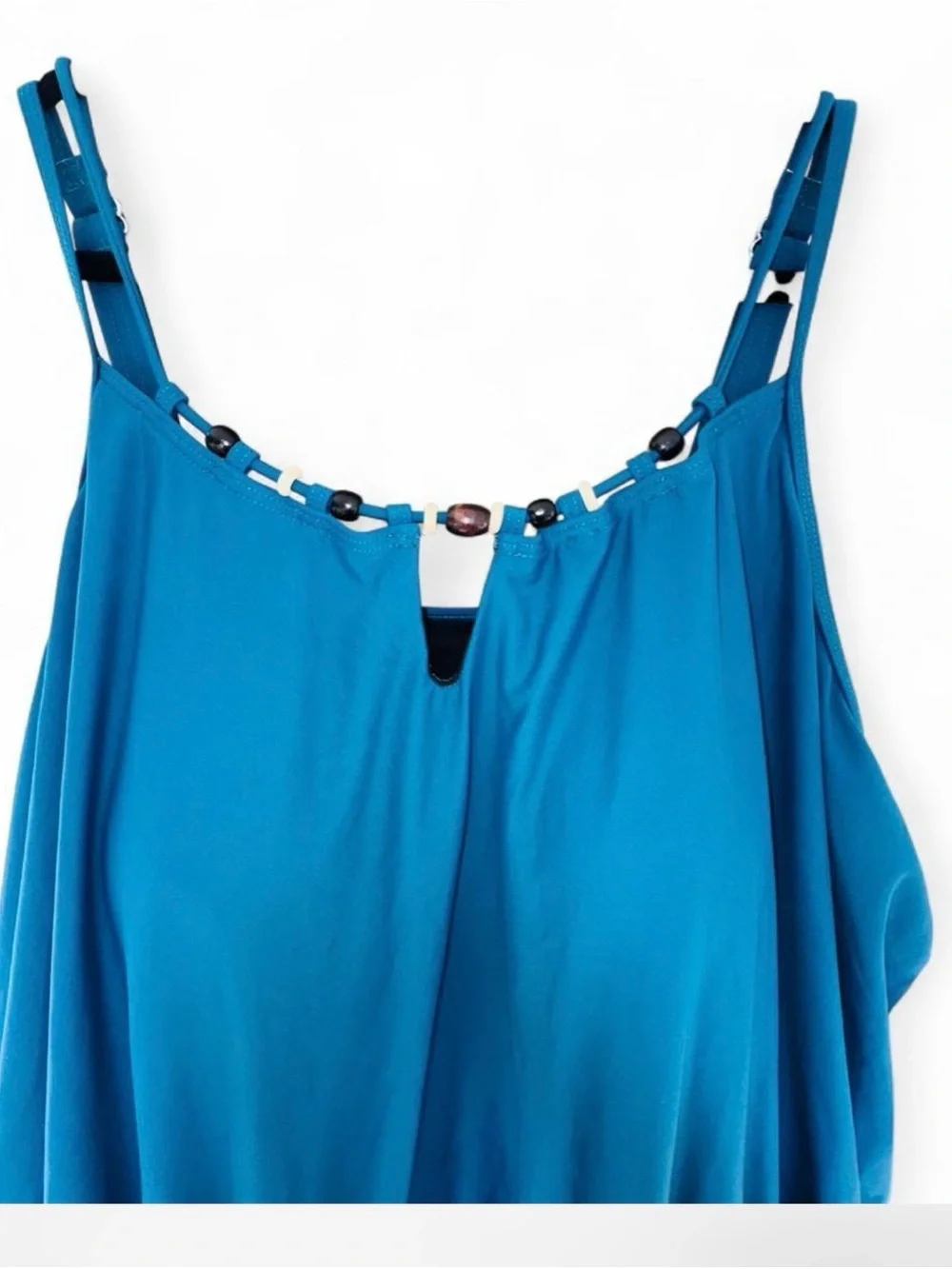 NWT BloomChic Size 26 Solid Teal Keyhole Swim Romper Pockets One Piece 4X - Picture 4 of 11